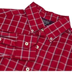 Cremieux Classics Men’s Med Red Plaid Button Down Shirt Moisture Wicking Stretch